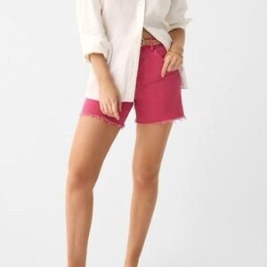 Faherty Stretch Sunwashed Denim Shorts Pink Raw Hem NWT Women's 25